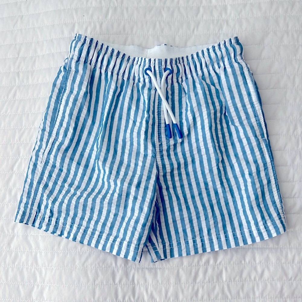 Boy’s Seersucker Swim Trunks